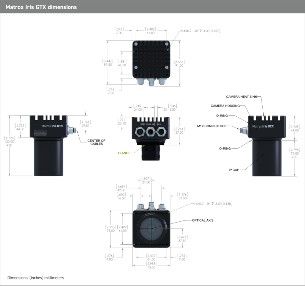 Smart camera Matrox Iris GTX - dimensions